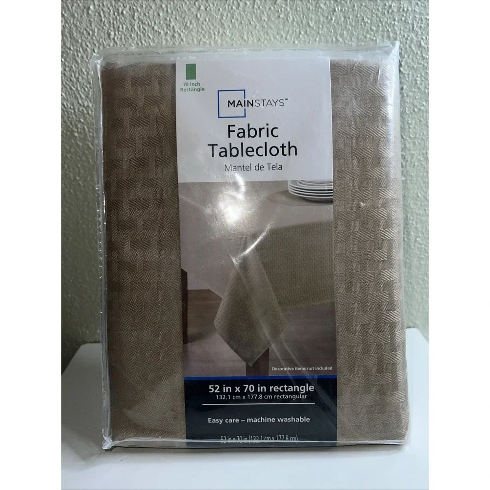 Mainstays Solid Arctic Brownstone Fabric Tablecloth 52